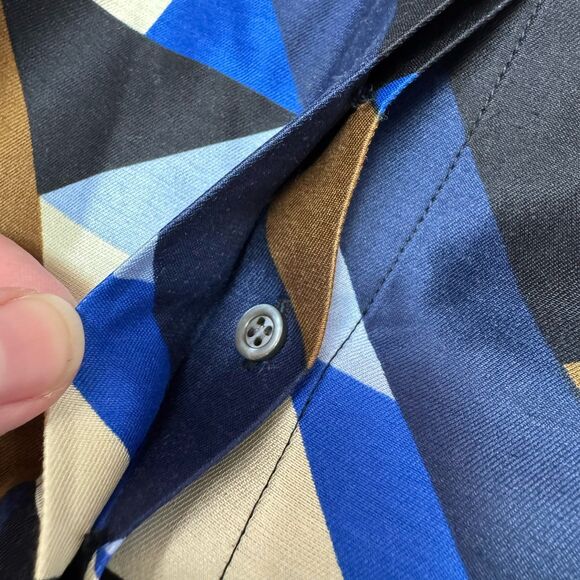 J.CREW COLLECTION Wool-silk cubist Size 10 geometric print blue top Jenna Lyons - Picture 7 of 9